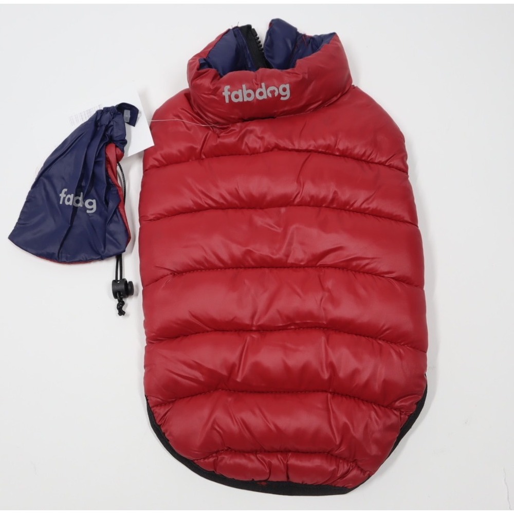 Fabdog Pack N Go Reversible Dog Coat  -‎ Red, Navy